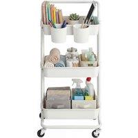 Kelvenix Utility Storage Cart, 3-Tier Organizer in White | Size: 0.6m2