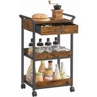 Kelvenix Brown 3-Tier Rolling Cart with Table Top | Size: 0.6m2