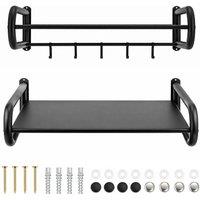 Kelvenix Wall Mounted Microwave Shelf in Black | Size: 0.6m2