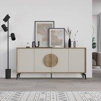 Decortie 'Gora' Four Door Sideboard with Chipboard Handles & Metal Legs in Cream | Size: 3 Pack