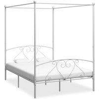 Berkfield Home Canopy Bed Frame White Metal 160x200 cm