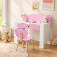 STILVORA Kids Desk & Chair Set with Drawer in Pink