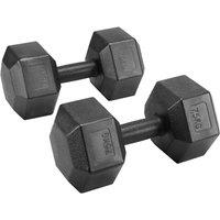NESTLUNE 2*7.5kg Dumbbells Hex Dumbbell Weight Set Hand Weights in Black | Size: 0-1 m