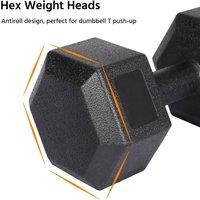 NESTLUNE 2*8kg Dumbbells Hex Dumbbell Weight Set Hand Weights in Black | Size: 0-1 m
