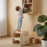 Levede Kids Table & Chair Sets 3-in-1 Adjustable Safe Plywood Light Brown