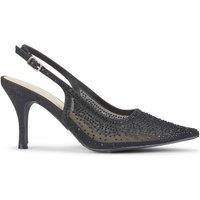 Truffle Collection Women's Mesh Slingback Shoes Mid Heel Pumps Pointed Toe Kitten Heels in Black | Size: 6