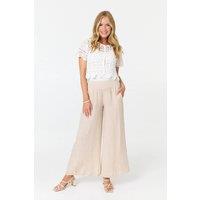 Izabel London Women's Crochet Texture Short Sleeve Button Top in White | Size: S/M