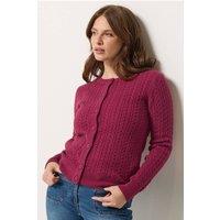 M&Co Women's Petite Cable Knit Cardigan in Raspberry | Size: 10-12