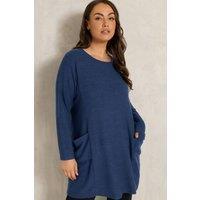 Evans Women's Knitted Tunic Dress in Dark Navy | Size: 30-32