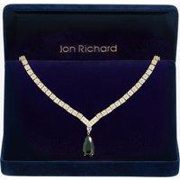 Jon Richard Women's Gift Packaged Gold Plate & Emerald Green Cubic Zirconia Statement Necklace