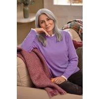 WoolOvers Women's Cashmere & Merino Crew Neck Knitted Jumper in Purple | Size: Medium