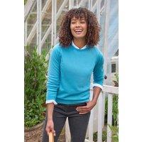 WoolOvers Women's Cashmere & Merino Crew Neck Knitted Jumper in Bright Blue | Size: Large