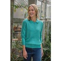 WoolOvers Women's Cashmere & Merino Crew Neck Knitted Jumper in Turquoise | Size: XL