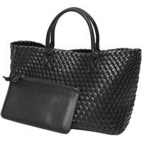 PEACH ACCESSORIES Women's Luxury Woven Tote Handbag with Purse Bag in Black