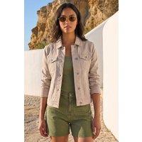 Roman Women's Classic Cotton Denim Jacket in Natural | Size: 20