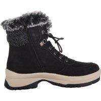 ABSOLUTE FOOTWEAR Women's Faux Suede Lace Up Ankle Boot with Faux Fur Trim & Chunky Sole in Black | Size: 6