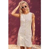 Roman Women's Petite Linen Panel Button Dress in Natural | Size: 18
