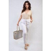 IKRUSH Women's Delilah Casual Drawstring Trousers in White | Size: S/M