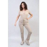 IKRUSH Women's Delilah Casual Drawstring Trousers in Beige | Size: S/M