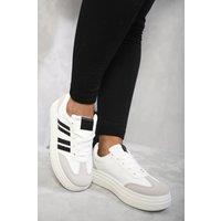 IKRUSH Women's Annie Striped Lace Up Trainers in Black | Size: 3