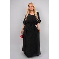 IKRUSH Women's Zamara V Neck Short Sleeve Maxi Dress With Button Detail in Black | Size: S/M