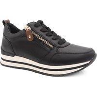 Pavers Women's Zip-Up Laced Trainers in Black | Size: 5