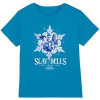 KPop Demon Hunters Christmas Slay Bells Huntrix Kids T-Shirt, Turquois in Turquoise | Size: 9-11 Years