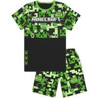 Minecraft Boy's Short Sleeve Short Leg Pyjama Set | Green | Official Merch | Size: 6-7 Years