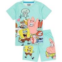 SpongeBob SquarePants Boy's Short Sleeve Short Leg Pyjama Set | Blue | Official Merch | Size: 13-14 Years
