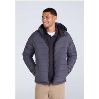 Animal Men's 'Light Cloud Cosi' Warm Full Zip Adjustable Hood Marl Padded Jacket in Charcoal | Size: Small