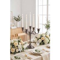 Living and Home 5-Arm Vintage Candelabra Metal Candle Holder in Black