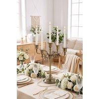 Living and Home 5-Arm Vintage Candelabra Metal Candle Holder in Bronze