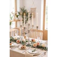 Living and Home 5-Arm Vintage Candelabra Metal Candle Holder in Silver