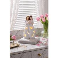 Living and Home Tabletop Decorative Resin Figurine Candle Holder for LED Tealight in White