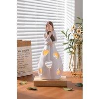Living and Home Tabletop Decorative Resin Figurine Candle Holder for LED Tealight in White