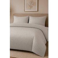 Pamposh Luxury Embossed Stripes Duvet Cover Sets Reversible in Taupe | Size: Single