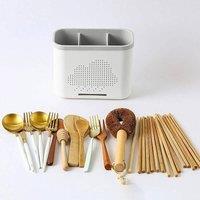 NESTLUNE Kitchen Utensil Cutlery Holder Storage Caddy Organiser in White | Size: 100 cm x 15 cm