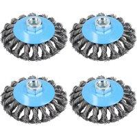 NESTLUNE 4pc Twist Knot Wire Brush / Wheel 115mm in Blue | Size: 10000mm x 520mm