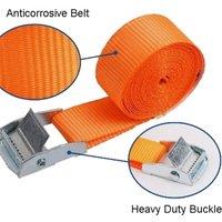 NESTLUNE 2PCS Ratchet Straps Set Heavy Duty Orange Roof Rack Buckle | Size: 10000mm x 520mm