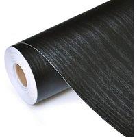 NESTLUNE Black Wood Grain Effect Vinyl Wrap Self Adhesive Sticky Back Wallpaper | Size: 100 cm x 15 cm