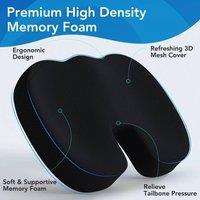NESTLUNE Seat Support Cushion Memory Foam in Black | Size: 120 cm x 135 cm