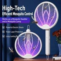 NESTLUNE Bug Zapper Racket Fly Swatter Foldable Mosquito in White | Size: 100 cm x 100 cm