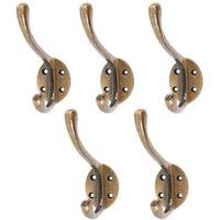 FLAVORA 5x Hat & Coat Hook Cast Iron Antique in Brown | Size: 10000mm x 520mm