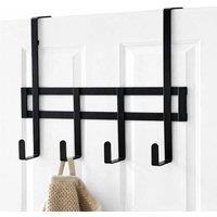 EONLION Overdoor Coat Hook Rack 4 Hooks Metal in Black | Size: 500mm