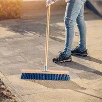 PAWNORA Stiff Garden Broom Head & Handle 12 / 30cm | Size: 0.6m2