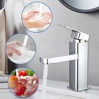 FLAVORA Modern Bathroom Single Lever Taps Basin Sink Mixer Tap in Silver | Size: 10000mm x 520mm