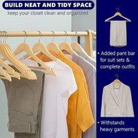 EONLION 8 x Wooden Coat Hangers with Trouser in Brown | Size: 100 cm
