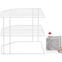PAWNORA 3Tier Multifunction Corner Plate Rack Kitchen Cupboard Organiser White