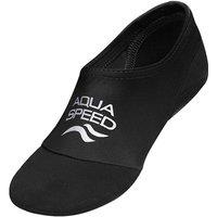 Aqua Speed Men's Swimming Socks | Lightweight Fit Anti Slip Neoprene Pool Swim Shoes in Black | Size: 6-7