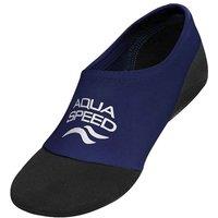 Aqua Speed Men's Swimming Socks | Lightweight Fit Anti Slip Neoprene Pool Swim Shoes in Navy | Size: 6-7